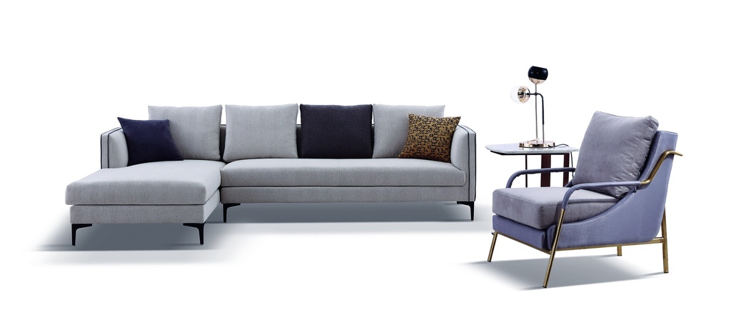 ELARA FABRIC LIGHT BROWN LEFT L SHAPE SOFA WITH 2