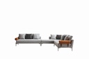SCOTT FABRIC LIGHT GRAY & PU DARK ORANGE CORNER SO