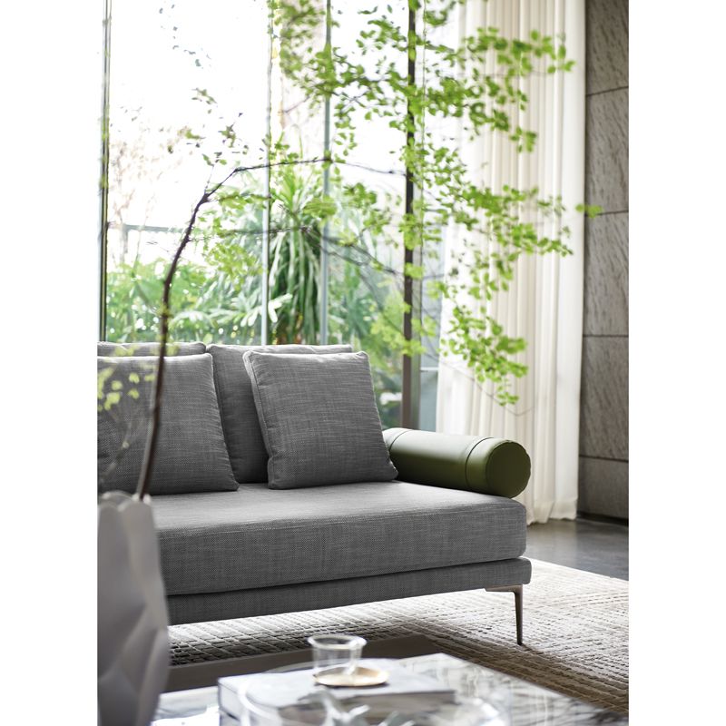 SCOTT FABRIC LIGHT GRAY & PU DARK ORANGE CORNER SO