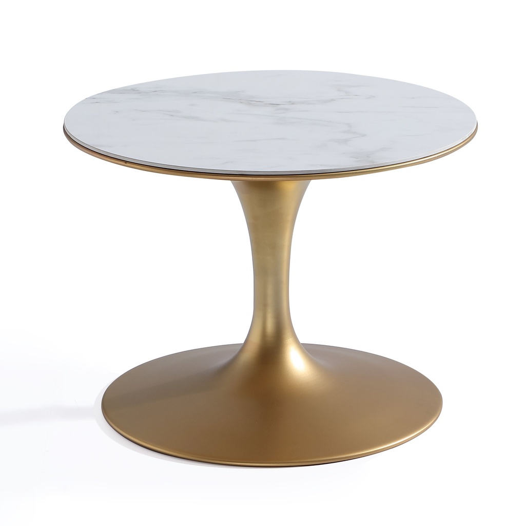 DOTTY ROUND WHITE & GOLD MARBLE SIDE TABLE