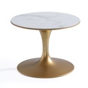 DOTTY ROUND WHITE & GOLD MARBLE SIDE TABLE