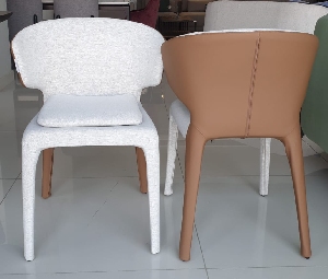 HUDSON SILVER WHITE WITH PU CARAMEL DINING  CHAIR