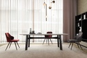 JENSON DENIM WITH BACK PATTERNED DINING CHAIR