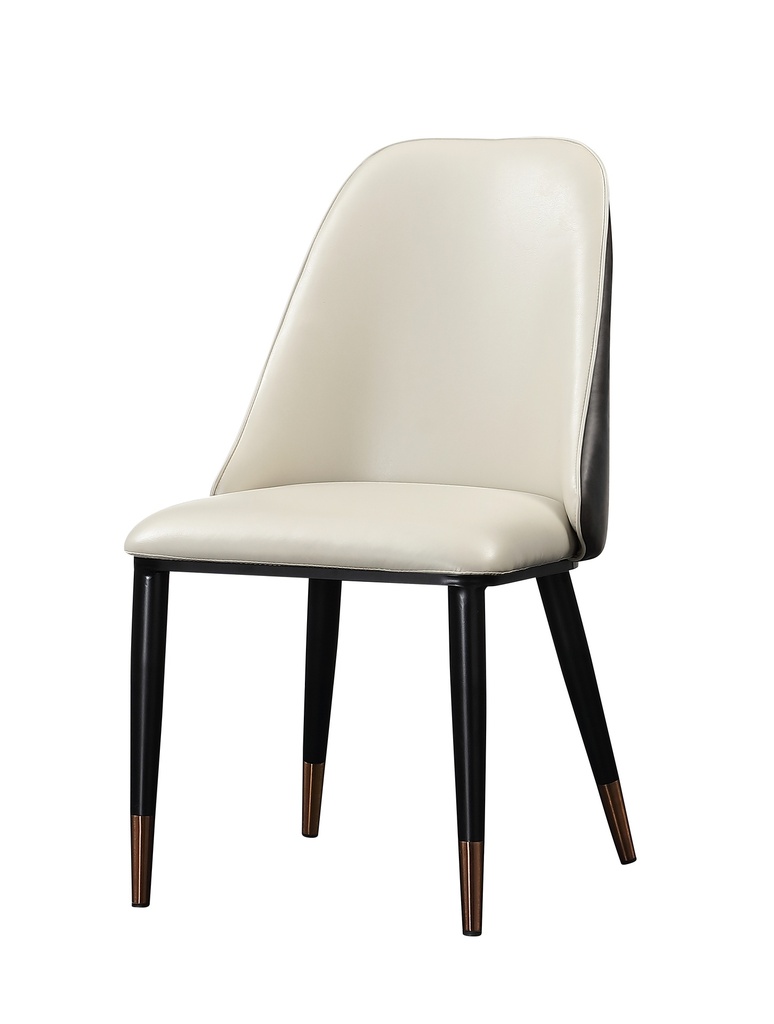 ROSINDA PU GRAY & BEIGE DINING CHAIR IN METAL LEG