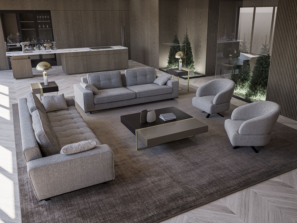 ARMY LIGHT GRAY 3-SEATER SOFA