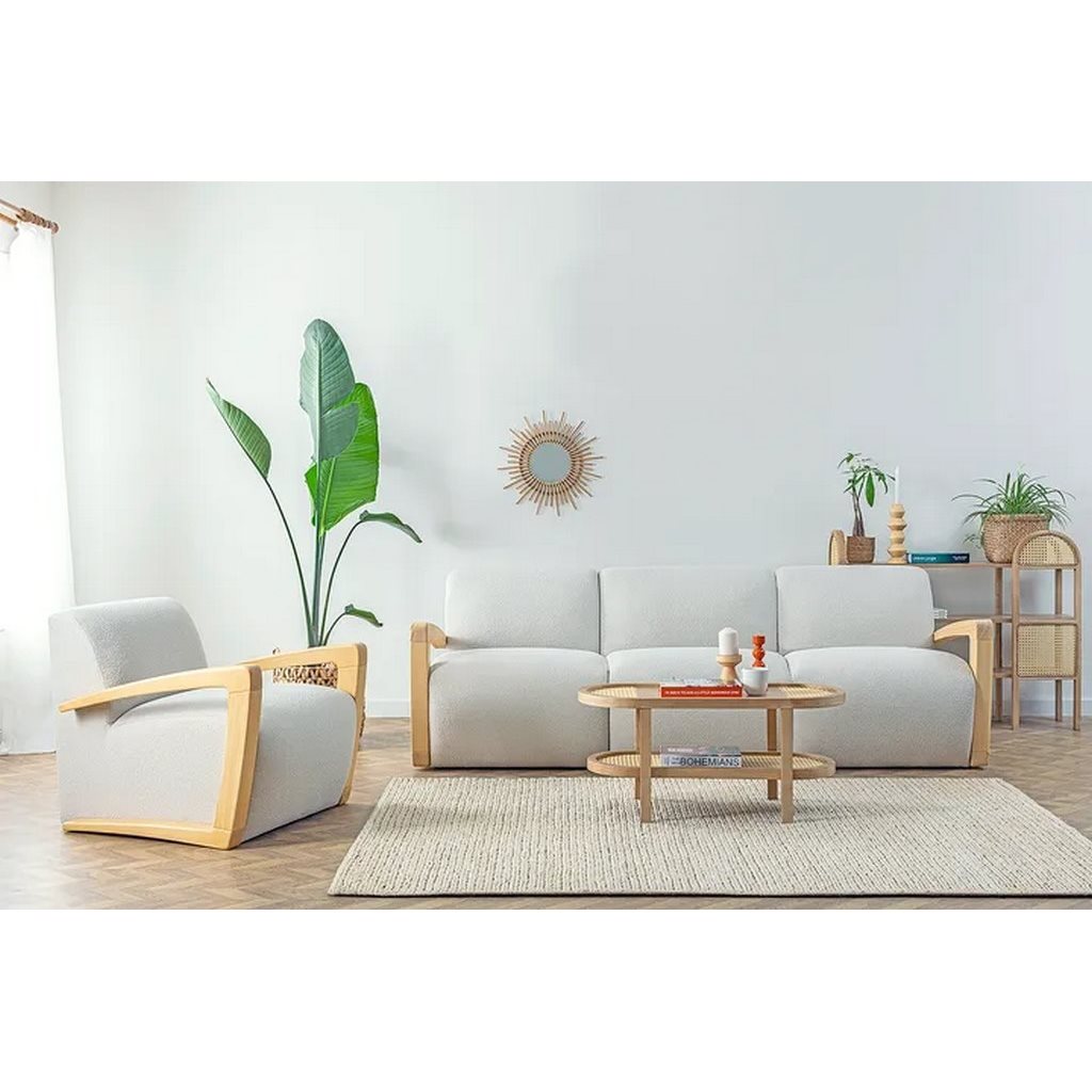 NODUS FABRIC CREAM 3 SEATER SOFA