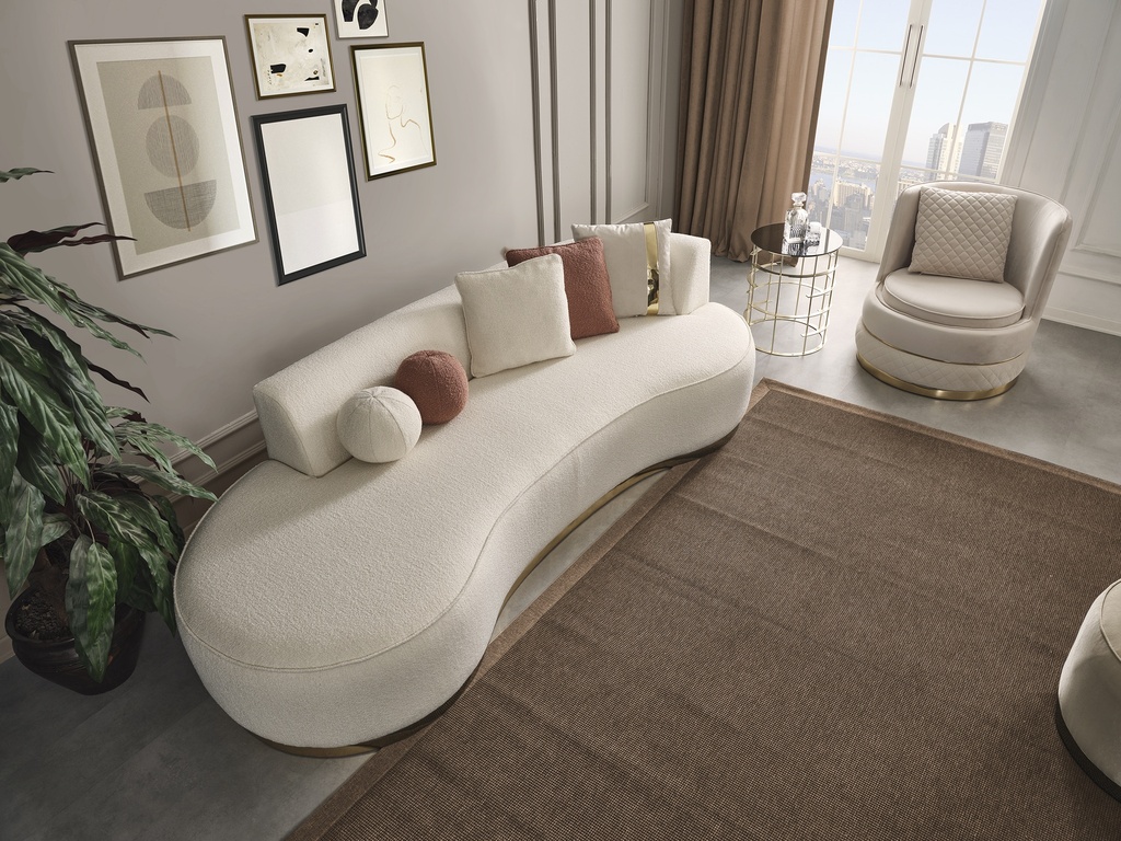 TEDDY 3 SEATER LOUNGE FABRIC BEIGE RIGHT ARM WITH