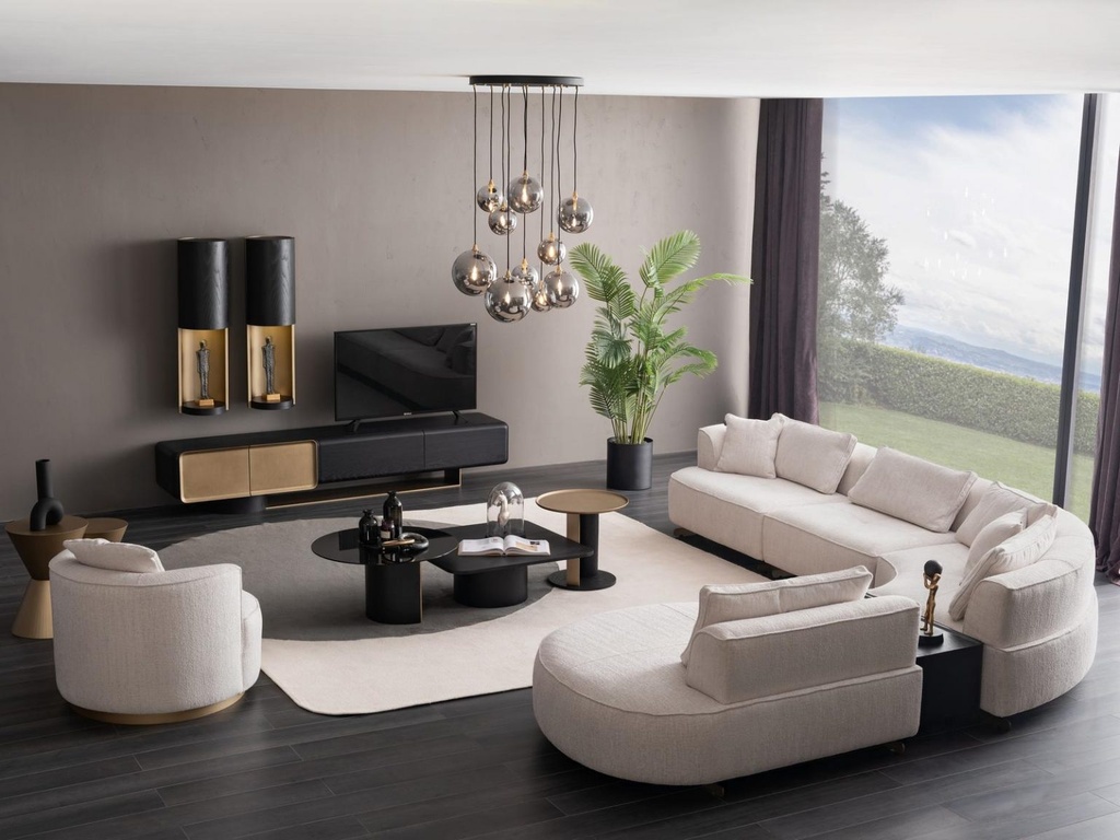 GRANDE FABRIC GRAY CORNER LEFT SOFA