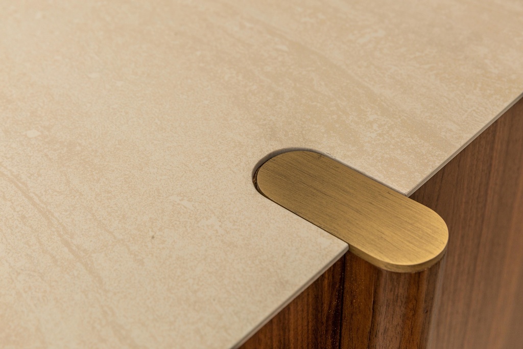 ATLAS WALNUT & CREAM TOP SIDE TABLE