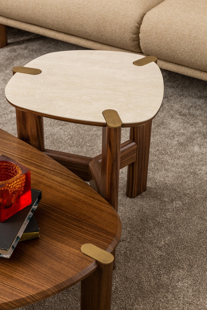 ATLAS WALNUT & CREAM TOP SIDE TABLE