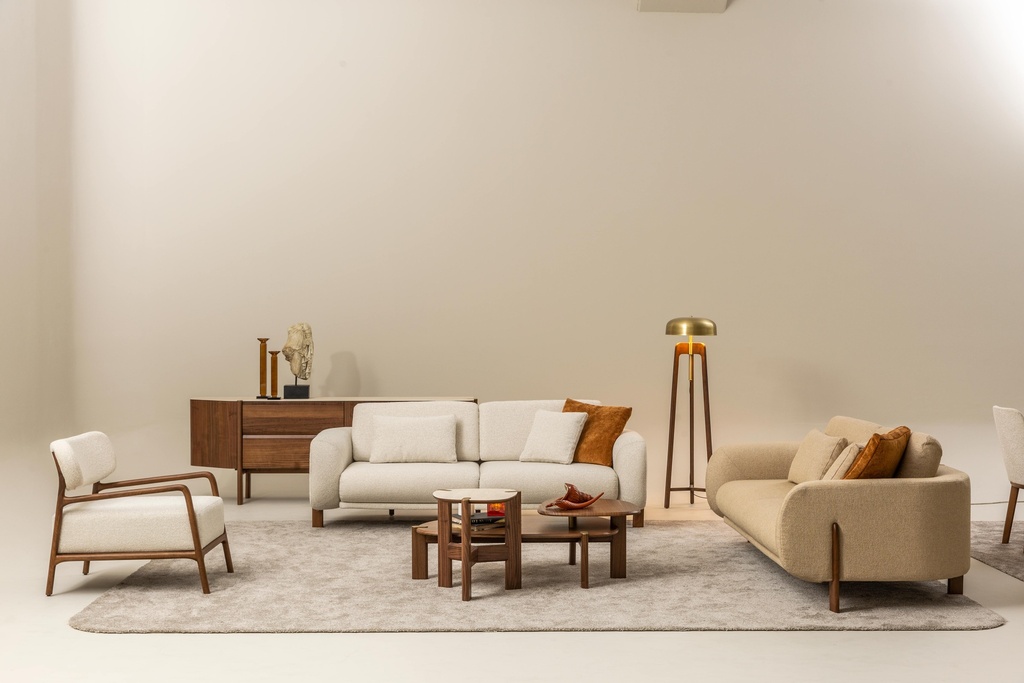ATLAS WALNUT & CREAM TOP SIDE TABLE