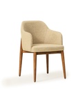 ATLAS BEIGE ARM DINING CHAIR WITH WALNUT LEGS
