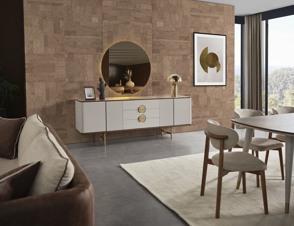 VIOLA FABRIC BEIGE & BEECH WOOD DINING CHAIR