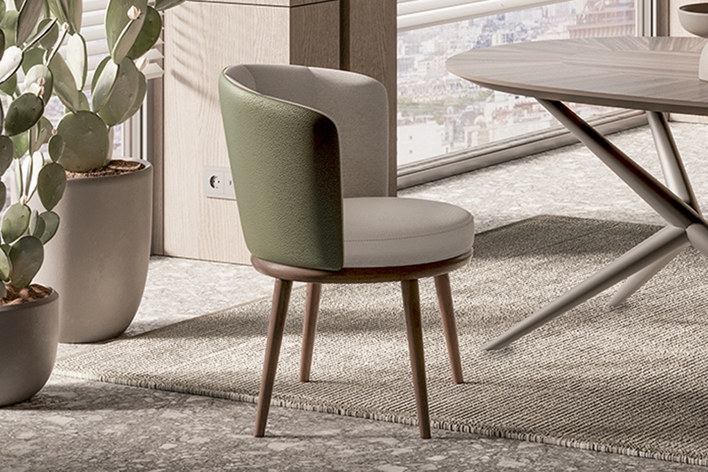 LIPA FABRIC OFF WHITE & DARK BEIGE DINING CHAIR
