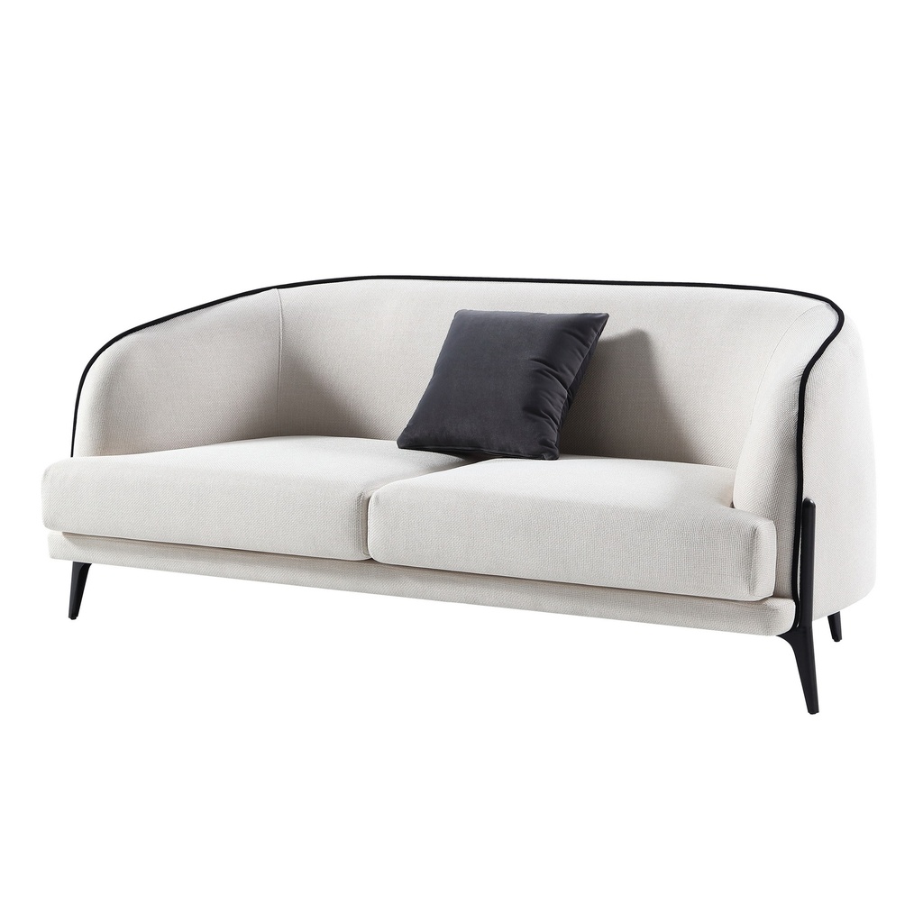 DRAPE FABRIC SILVER WHITE 2 SEATER W/ 1 CUSHION IN