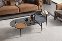 LAYLA BLACK TOP GLASS & CHESTNUT COFFEE TABLE