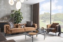 LAYLA BLACK TOP GLASS & CHESTNUT COFFEE TABLE
