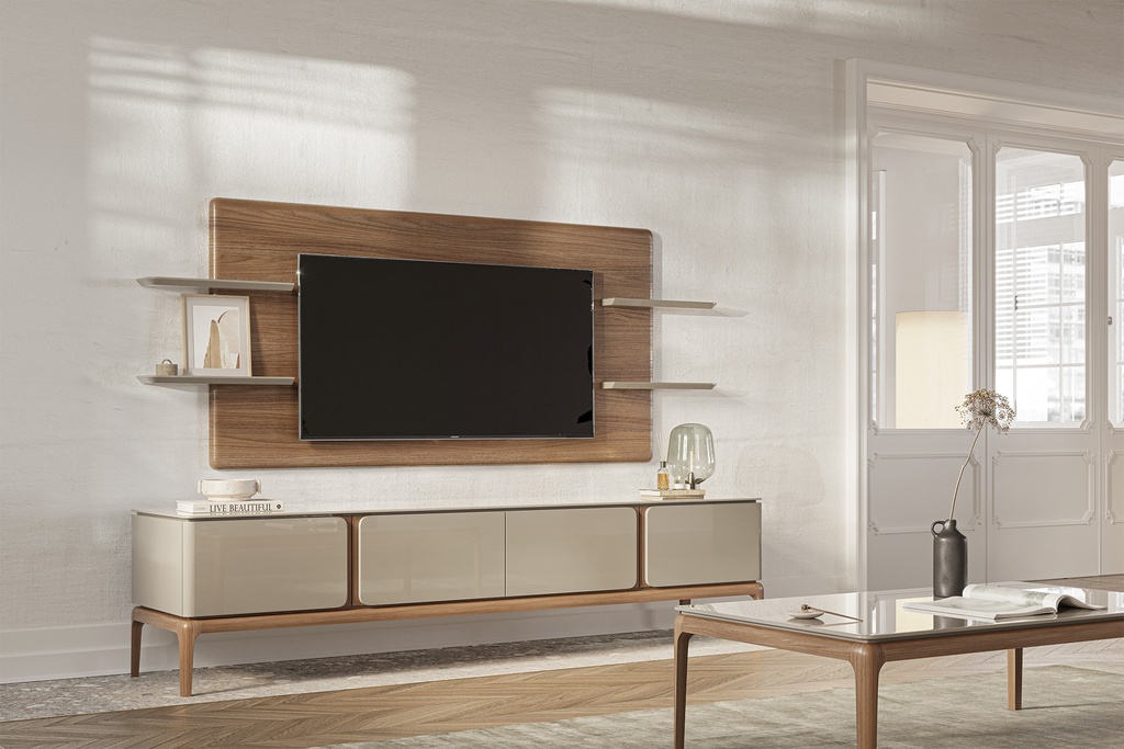 LUCCA LUX BEIGE & WALNUT TV CONSOLE