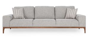 SECRET MIXED BEIGE 3 SEATER SOFA IN WALNUT LEGS