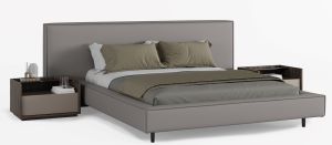 COLLECT FABRIC MIXED BEIGE & GOLD KING BED