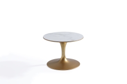 DOTTY ROUND WHITE & GOLD MARBLE SIDE TABLE