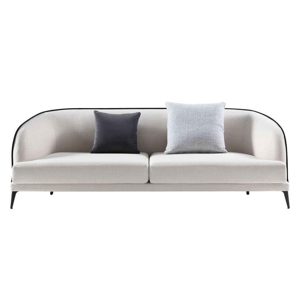 DRAPE FABRIC SILVER WHITE 2 SEATER W/ 1 CUSHION IN