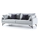 LIAN FABRIC GRAY 3 SEATER SOFA WITH BLACK LEGS