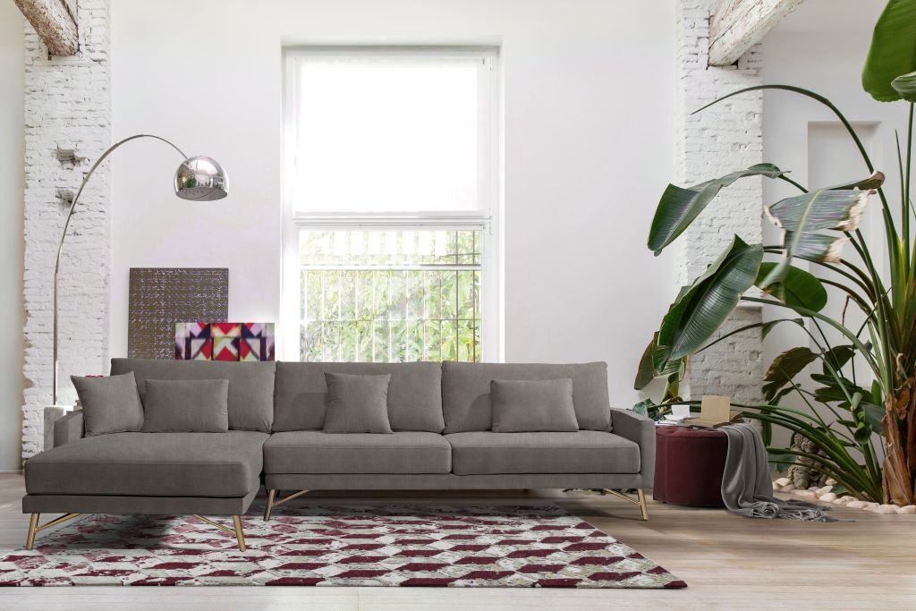 LIAN FABRIC GRAY LEFT L SHAPE SOFA