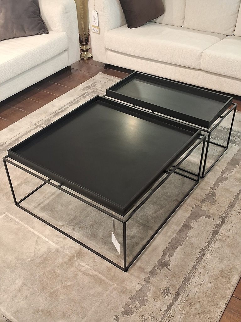 TRIO COFFEE TABLE SET 2PCS ONLY WITH BLACK LEGS