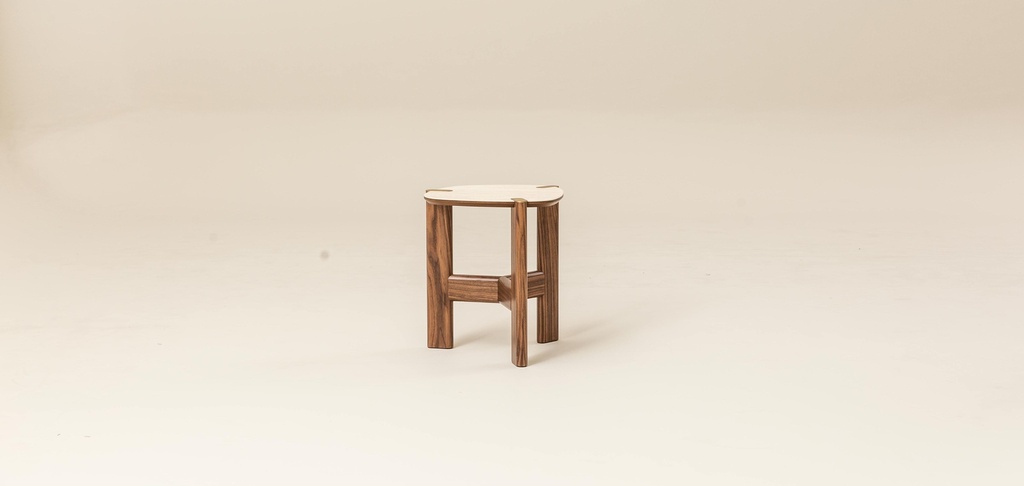 ATLAS WALNUT & CREAM TOP SIDE TABLE
