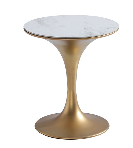 [ZHISTWM3] DOTTY ROUND WHITE MARBLE SIDE TABLE