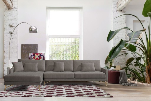 [ZHILSGRY] LIAN FABRIC GRAY LEFT L SHAPE SOFA
