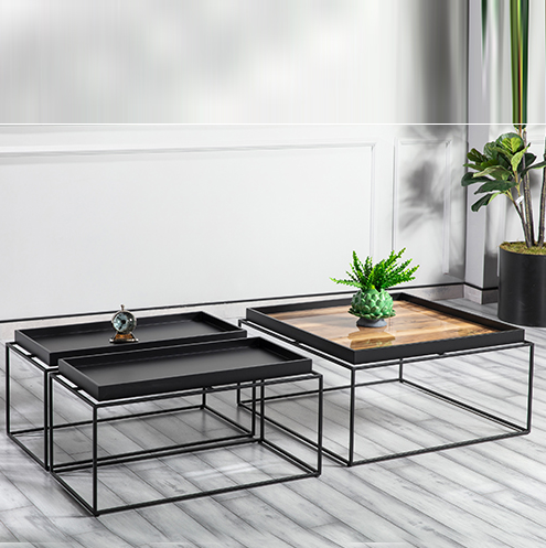 [31DCTMBB] TRIO COFFEE TABLE SET WITH BLACK LEGS