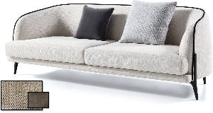 [ZHI3SSWH] DRAPE FABRIC SILVER WHITE 3 SEATER W/2 CUSHIONS IN